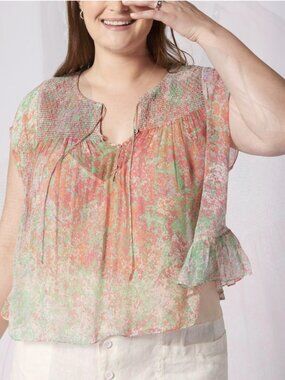 $248 NWT Joie Thana Short Sleeve Silk Top